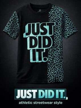Nike Just Do It T Shirt Youth Small Black Teal Graphic Tee Athletic Short Sleeve